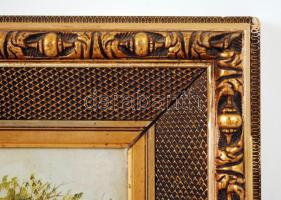 Albert Rieger/ A. Höbart (1834-1905): Merengés a folyóparton. Olaj, fa, jelzett (A. Hölbart), antik ...