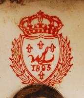 Wong Lee Productions, modern háromkarú gyertyatartó, kézzel festett porcelán részekkel, bronz, jelze...