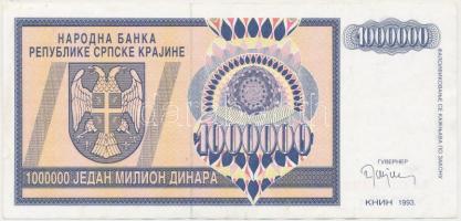 Horvátország/Krajna Szerb Köztársaság 1993. 1.000.000D T:I- (hajtatlan) Croatia/Republic of Serbian Krajina 1.000.000 Dinara C:AU (unfolded) Krause R10