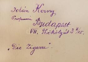 cca 1940 Kerny Jolán: Édesapám szivarral, feliratozott vintage portréfotó Kerny Istvánról, 28x22 cm ...