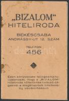 1934 A békéscsabai "Bizalom" Hiteliroda díjkönyve 70 pengő értékben.