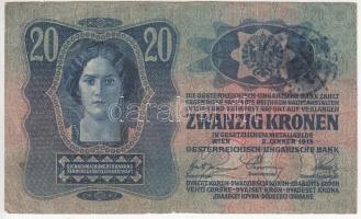 1913. 20K román felülbélyegzéssel T:III-
Adamo K17Be