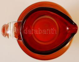 Füles kiöntő, fújt mangán és rubin színekben, hibátlan, m:23 cm