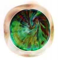 Dekoratív üveg váza, több rétegű, fújt, jelzés nélkül, hibátlan, m:12 cm