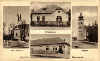 Ipolyvisk, Községháza, Muzslai üzlet, kiadja Muzslai / town hall, shop (EK)
