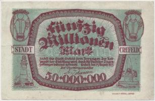 Németország/Weimari Köztársaság/Crefeld 1923. 50.000.000M városi pénz T:III Germany/Weimar Republic/Crefeld 1923. 50.000.000 Marks necessity note C:F