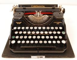 cca 1940 Continental írógép magyar billentyűzettel, tintaszalaggal,eredeti dobozában / Vintage typewriter with ink ribbon, 30x30x10