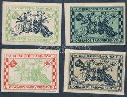 1913 Debreceni sakk-kör 4 db levélzáró / 4 imperforate chess labels