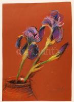 Andráskó István (1930-): Virágcsendélet. Pasztell, papír, jelzett, 30×21 cm