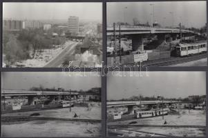 1979 Budapest, Az Üllői út és a Könyves Kálmán krt. csomópontjának átépítése, városkép a Fradi pálya lámpaoszlopainak tetejéről, 13 db fénykép, 9x14 cm