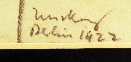 Tuszkay Márton (1884-1944): Miss May. Akvarell- ceruza, papír, jelzett, üvegezett keretben, 23×15 cm