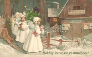 Christmas, angels litho