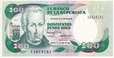 Kolumbia 1991. 200P T:I Colombia 1991. 200 Pesos C:UNC Krause 429