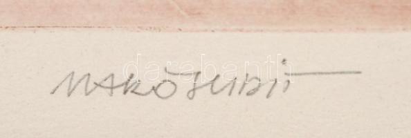 Makó Judit (1954-): Borzaska. Rézkarc, papír, jelzett, üvegezett keretben, 18×27 cm