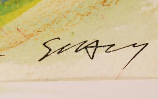 Szirányi István (1951-):Ipomoea Violacea. Vegyes technika, papír, jelzett, üvegezett keretben, 46×30...