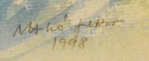 Makó Judit (1954-): Vízi lény. Akvarell, merített papír, jelzett, üvegezett keretben, 23×32 cm