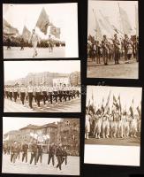 cca 1960-1970 Sportolók felvonulása különféle rendezvényeken, 5 db fotó, 12x18 cm