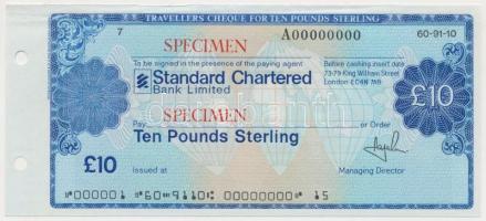 Nagy-Britannia DN Standard Chartered Bank Limited 10Ł SPECIMEN utazási csekk T:I- Great Britain ND Standard Chartered Bank Limited 10 Pounds SPECIMEN travellers cheque C:AU