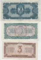 Szovjetunió 1937. 3Ch + 5Ch + 10Ch T:III
Soviet Union 1937. 3 Chervonetz + 5 Chervonetz + 10 Chervon...