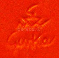 Gorka Géza (1895-1971): Furulyázók, könyvtámasz párban (2db). Repesztett mázas kerámia, egyik restau...