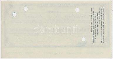 Nagy-Britannia DN "Hambros Bank Limited" 5Ł "SPECIMEN" utazási csekk, lyukasztás...
