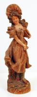 Bernhard Bloch, Eichwald: Kalapos hölgy. Festett terrakotta, jelzett, apró lepattanással, formaszám:4854, m:31 cm/ Bernhard Bloch ceramics figure, small cracked