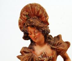 Bernhard Bloch, Eichwald: Kalapos hölgy. Festett terrakotta, jelzett, apró lepattanással, formaszám:...