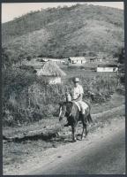 cca 1940-1950 Tejszállítás háton; jobb szélén kis szakadással, 18×13 cm