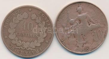 Franciaország 1897A 10c Br + 1910. 10c Br T:3 France 1897A 10 Centimes Br + 1910. 10 Centimes Br C:F Krause KM#815.1,843