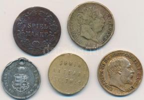 5db vegyes külföldi zseton T:vegyes
5pcs of mixed tokens C:mixed