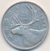 Kanada 1943. 25c Ag VI. György T:3 Canada 1943. 25 Cents Ag George VI C:F Krause KM#35
