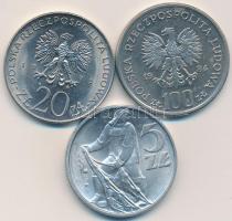 Lengyelország 1974-1984. 5Zl + 20Zl + 100Zl T:2 Poland 1974-1984. 5 Zlotych + 20 Zlotych + 100 Zlotych C:XF Krause Y#47,75,151