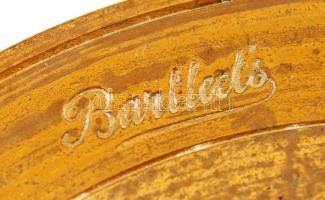 cca 1900 Bartleet's horgászorsó, forgódobos nagy zsinegvezető gyűrűvel, fa-réz, jelzett, 15×14 ...