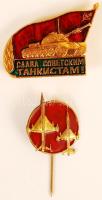 Szovjetunió DN Zománcozott harckocsi kitűző + vadászrepülő kitűző T:2,2- Soviet Union ND Enamelled tank pin + jet fighter pin C:XF,VF