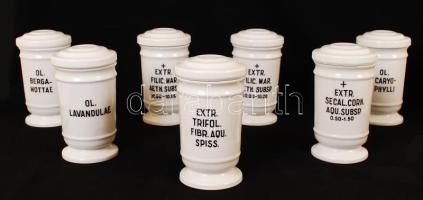 7 db Zsolnay patika edény, jelzett, hibátlan, m:14 cm