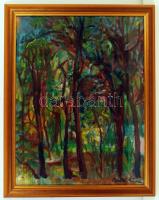 Barta Mária (1897-1969): Erdő részlet. Olaj, karton, jelzett, üvegezett keretben, 65×50 cm
