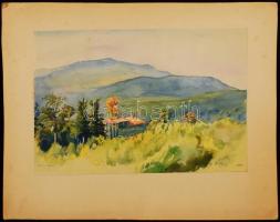 Barta István (1892-1976): Mátraháza. Akvarell, papír, jelzett, 32×47 cm