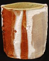 Gorka Lívia (1925-2011): Váza. Egyedi mázas kerámia, jelzett, hibátlan, m:20 cm