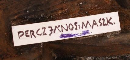 Percz János (1920-2000): Fali maszk. Bronz, jelzett, 19×18 cm