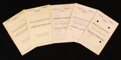 1930-1946 5 db betétkönyv a Rákosligeti, illetve Gyömrői Hitelszövetkezettől