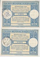 Kanada 1955. 12c Nemzetközi válaszdíjszelvény bélyegzéssel (2x) T:I- Canada 1955. 12 Cents International Reply Coupon with stamp (2x) C:AU