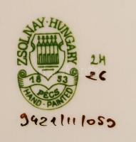 Zsolnay búzavirág mintás ékszeres dobozka, kézzel festett, jelzett, hibátlan, 10,5×9 cm