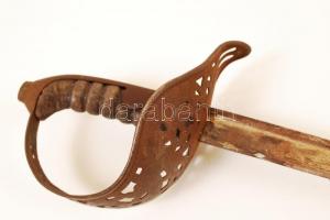 cca 1860 Solingen Weyersberg & Stamm gyalogsági tiszti kard, bőr markolattal, hüvellyel. Rozsdás...