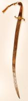 Kard XVII. sz.-i, korán idézetekkel díszített török pengével, későbbi, 1848-as, Kossuth címerrel díszített markolattal. A penge sérült /  Antique sword with turkish blade ornamented with Koran quotes, later added hilt with 1848 style Hungarian coat of arms. Blade damaged 93 cm