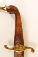 Kard XVII. sz.-i, korán idézetekkel díszített török pengével, későbbi, 1848-as, Kossuth címerrel dís...