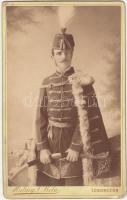 cca 1880 Az 1848-as halálfejes légiós sapkáját és díszegyenruhát viselő diák Losoncról. Fotó / Student wearing the uniform of the 1848 student legion 14x21 cm