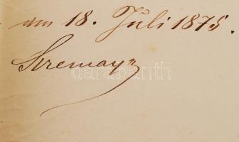 1876 Karl Freiherr von Lempruch osztrák tábornok polgári kinevezési okmánya Kremayr igazságügyminisz...