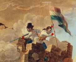 cca 1836 Buda várának diadalmas ostrommal visszavétele 1686. Eduard Gurk és Jan Osolsobie nagyméretű...