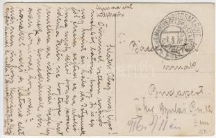 1916 S.M.S. Szigetvár a kikötőben, árusokkal. Futott fotólap. / Warship in port with vendors. Used p...