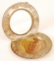 cca 1910 Ezüst púderkompakt növényi díszítéssel. Jelzett. / Silver puff-box 126 g